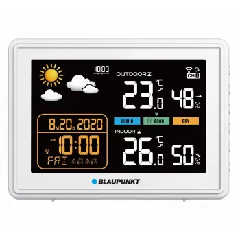 Weerstation BLAUPUNKT WS30WH — binnen- en buitentemperatuur- en luchtvochtigheidsmonitor