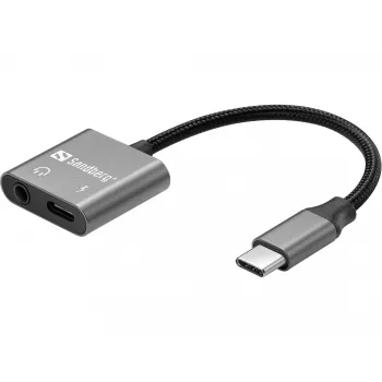 USB-C audio-adapter SANDBERG PD65W 136-67 met USB-C PD passthrough