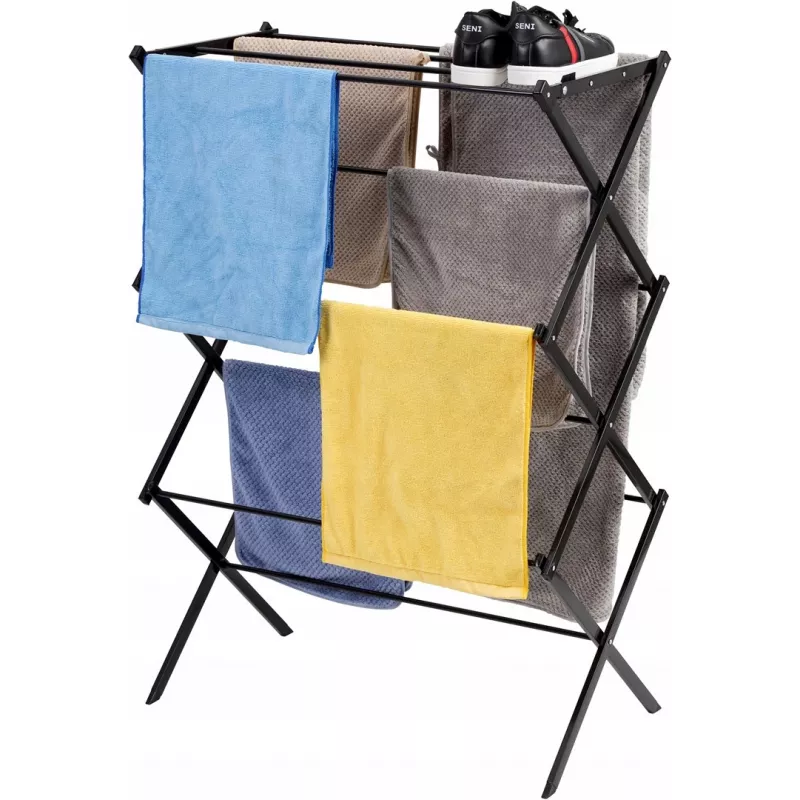 Wasrek PROMIS SU111 — verticaal binnenwasrek van staal, 3 m drooglengte, 1000 mm hoogte, opvouwbaar