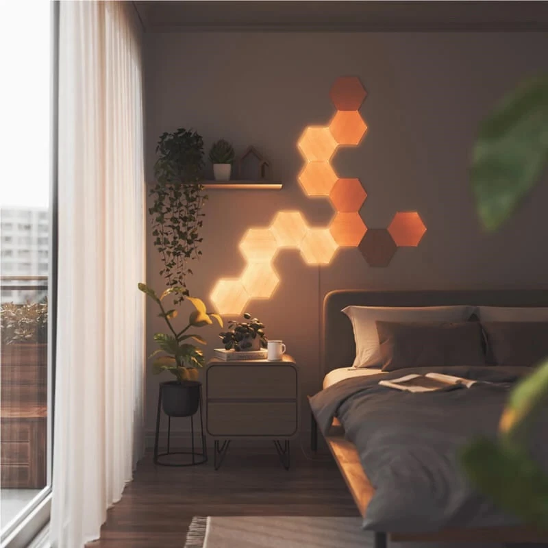 Nanoleaf | Elements Wood Look Hexagons Starterskit (13 panelen) | Koudwit + Warmwit