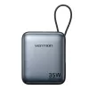 Vention FHEH0 powerbank 10000 mAh 35 W met USB-C-kabel, grijs