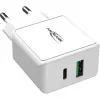 ANSMANN HC218PD - voeding - 18 watt - 3000 mA - PD, QC 3.0 - 2 uitgangspoorten (USB, USB-C) - wit (1001-0111)