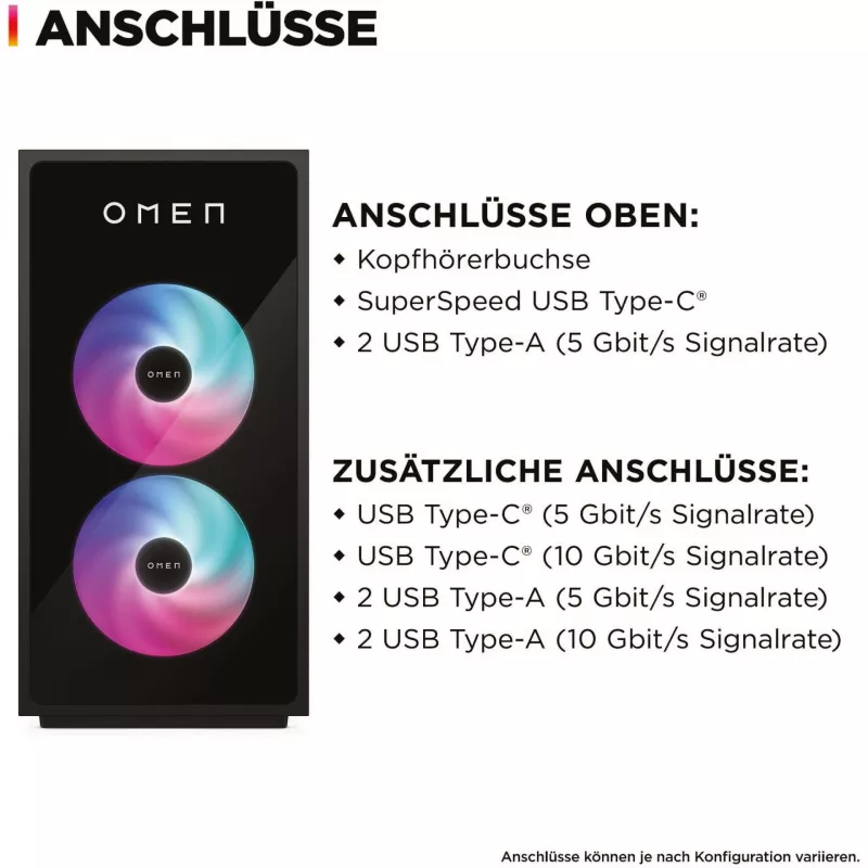 HP OMEN 35L GT16-1277NG gaming-pc, AMD Ryzen 7 9800X3D, 32 GB RAM, 1 TB SSD, NVIDIA GeForce RTX 5070 Ti, zwart, zonder besturingssysteem (CE1L0EA#ABD)