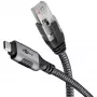 Ethernet-kabel USB-C 3.2 Gen2 stekker > RJ-45 stekker, LAN-adapter zwart/zilver, 2 meter, gevlochten textielmantel