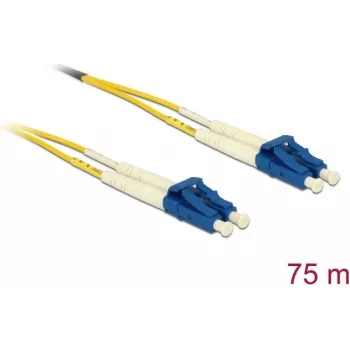 DELOCK InfiniBand/glasvezelkabel 75 m OS2 2x LC naar 2x LC, 9 µm, geel/blauw
