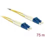 DELOCK InfiniBand/glasvezelkabel 75 m OS2 2x LC naar 2x LC, 9 µm, geel/blauw