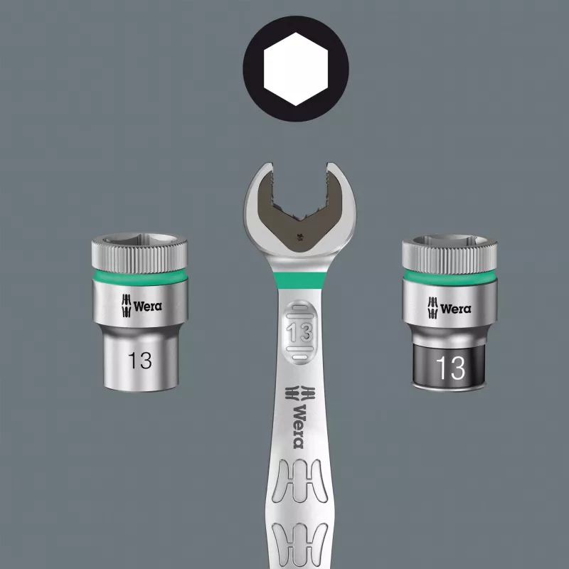 Steeksleutelset Wera Zyklop A 1/4 inch zwart/groen, 9-delig