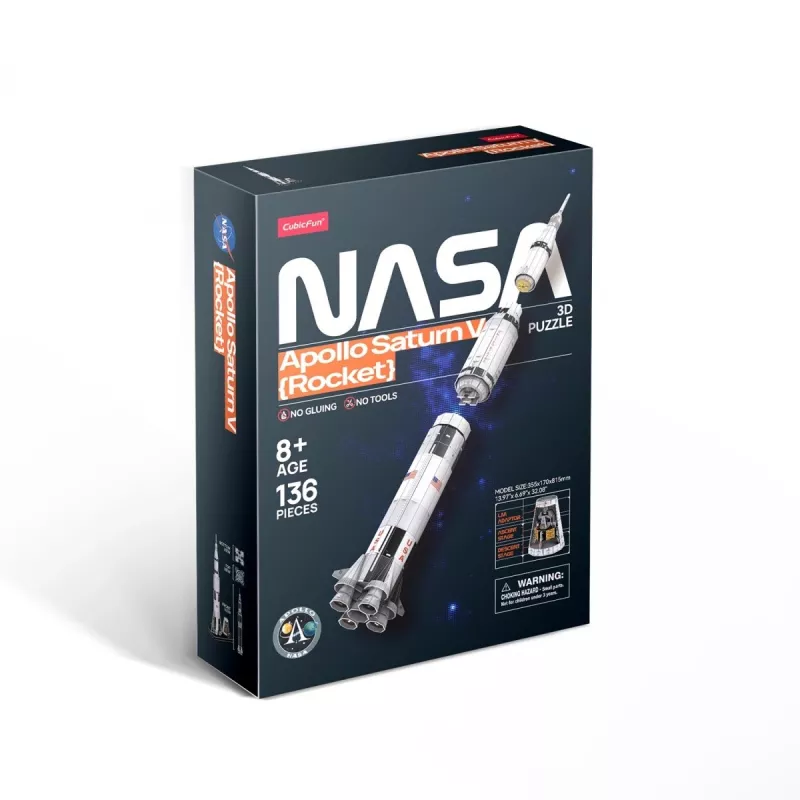 3D-puzzel cubicfun Apollo Saturn raketmodel — schaalmodel montage-leerbouwpakket