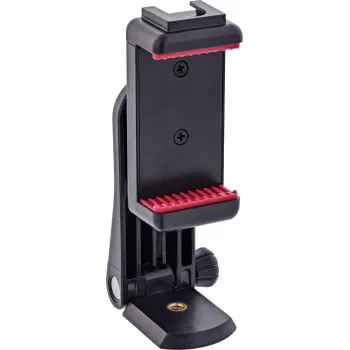 InLine smartphonehouder 55–85 mm met 1/4 inch schroefdraad en accessoireschoen, zwart