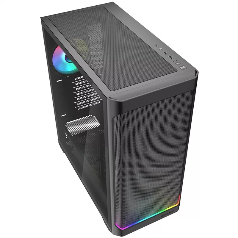 PC-behuizing Sharkoon AK4W RGB strip midi tower zwart