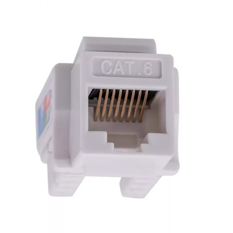 Keystone-module LANBERG KSU6-1090, Cat6 U/UTP plat, RJ-45 stekker naar LSA-bus, AWG 22/26, 14.5×16.1 mm, wit