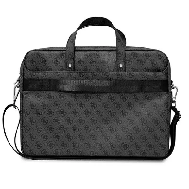 Laptoptas GUESS GUCB15P4TK 16 inch zwart Saffiano met 4G Triangle Logo