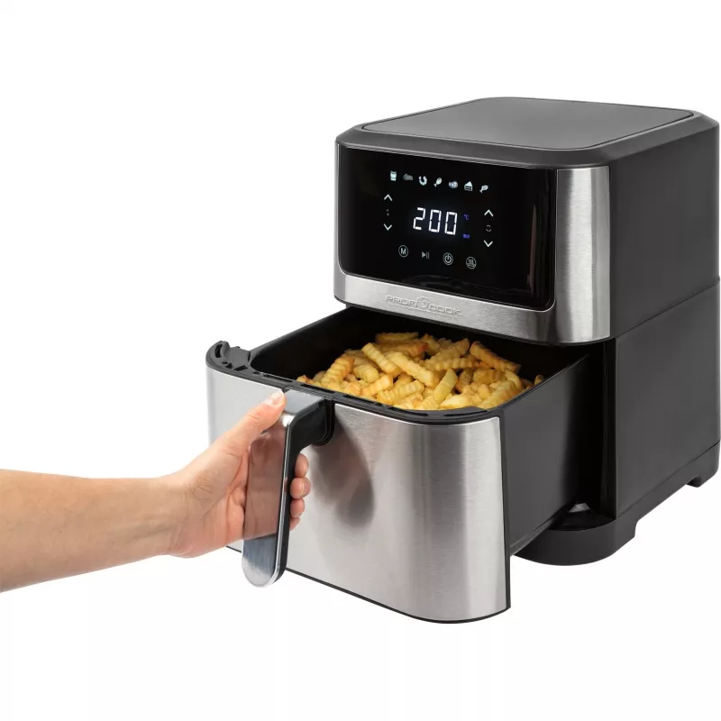 ProfiCook PC-FR 1269 H heteluchtfriteuse, 8 l, 1800 W, 80-200 °C, roestvrij staal/zwart