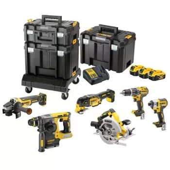 DeWalt DCK685P3T 18V accu-gereedschapskoffer — 3×5,0-Ah-accu's, DCH273-hamer, haakse slijper, koffer