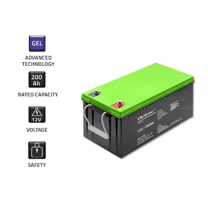 Qoltec batterij Gel | 12V | 200Ah | GEL | 59,5 kg