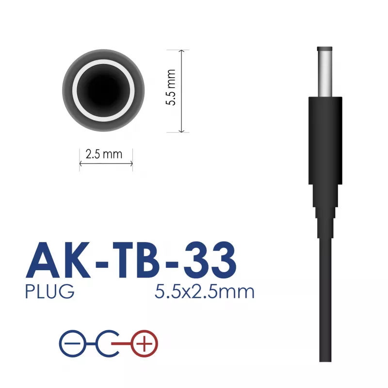 Akyga AK-TB-33 universele voeding, 5 V, 2 A, 10 W, 5,5 x 2,5 mm, 1,5 m