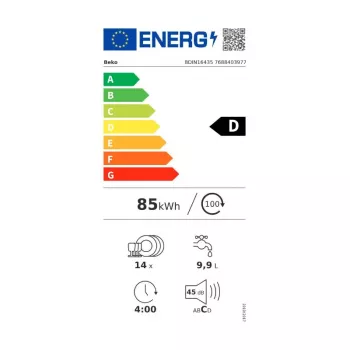 BEKO inbouwvaatwasser BDIN16435, energieklasse D, SelfDry, led-spot