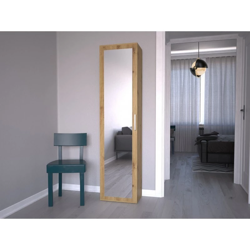 Top E Shop DUO SZAFKA ARTISAN slaapkamerkledingkast, 2 planken, 1 deur, eiken