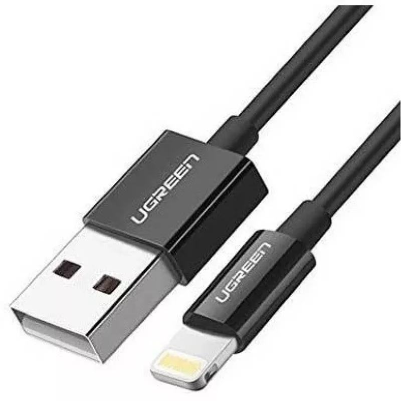 Ugreen 80822 US155 telefoonkabel zwart 1 m USB A Lightning