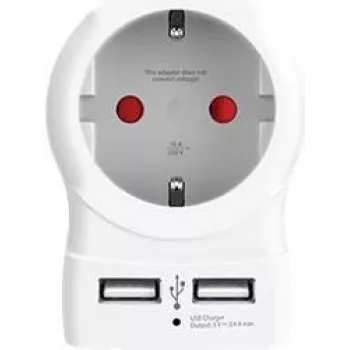 Skross 1500282 tussenstekker met USB wit (1500282)