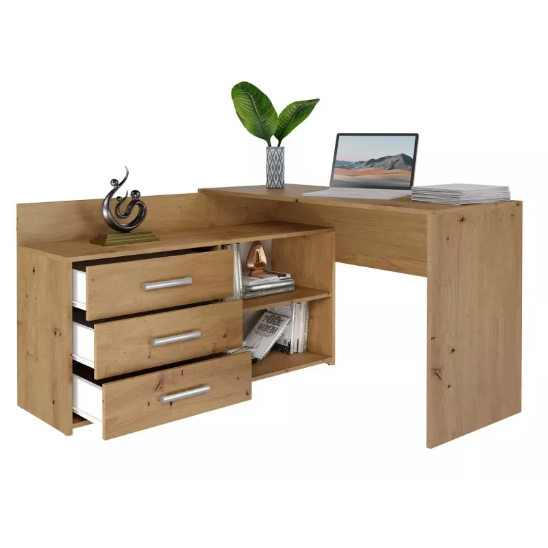 Hoekcomputerbureau Top e Shop DANY ARTISAN KPL, L-vormig, spaanplaat, eikenkleur