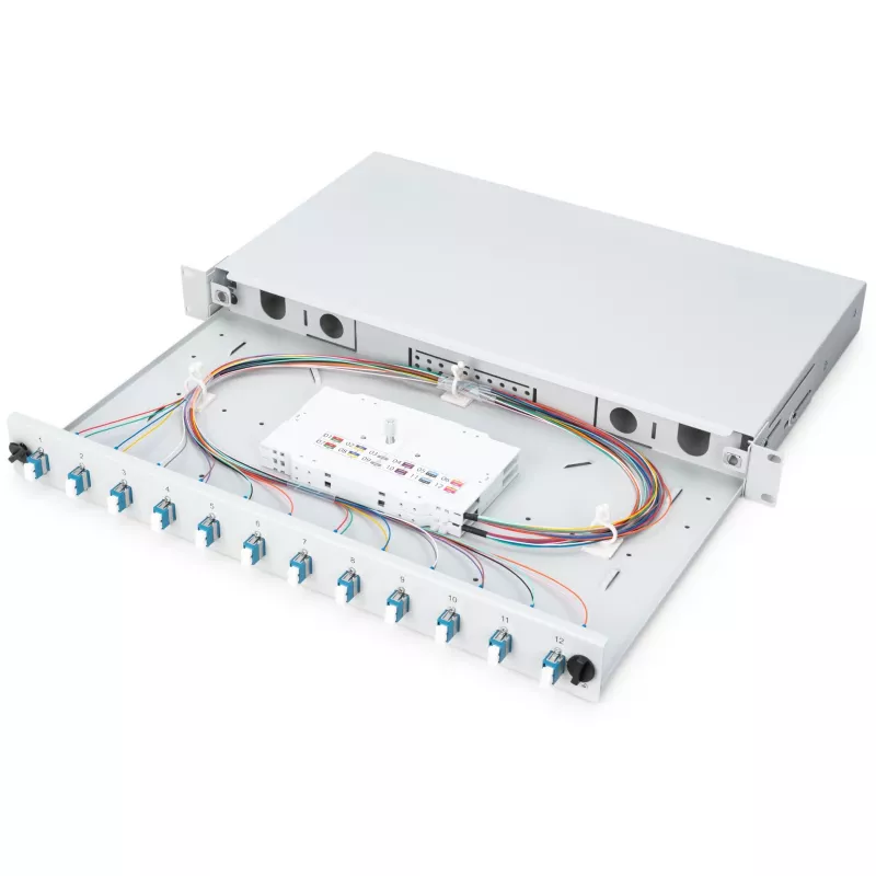GLASVEZEL-LASBOX LC OS2 1U 12XLC OS2 PIGTAILS KOPPELING