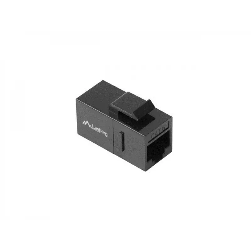 Keystone-module LANBERG KSU6-3000 — Cat6 U/UTP RJ-45 bus naar RJ-45 bus, plat ontwerp, zwart