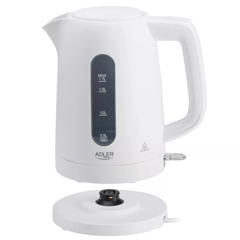 Elektrische waterkoker Adler AD 1379w — 1,7 L, tot 2200 W, wit, 360°-voet, polypropyleen