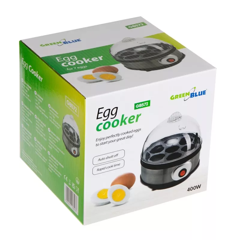 Eierkoker GreenBlue GB572 elektrische eierstomer 400 W, capaciteit 7 eieren, zilver, instelbare hardheid