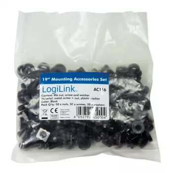Schroevenset LOGILINK AC116 — 50 zwarte schroeven voor rack-accessoires