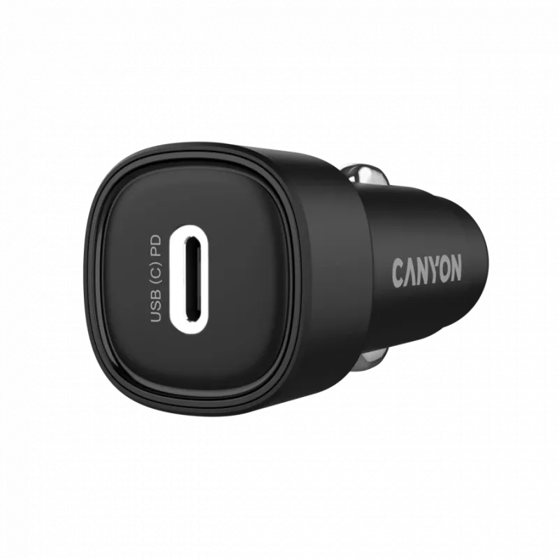 Auto-oplader CANYON OnDrive 30 PD 30W USB-C zwart – USB-C-voeding voor voertuigen, 30W PD