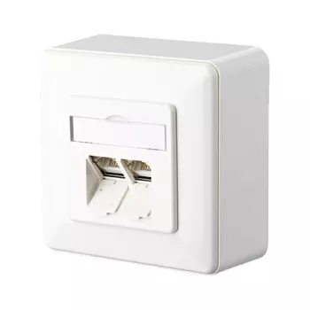 METZ CONNECT BTR IT CONNECT E-DAT C6 8/8(8) AP Cat.6 - wandbehuizing - RJ-45 X 2 - zuiver wit, RAL 9010 - 2 poorten (1307380002-I)