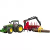 BRUDER John Deere 7R 350 met bosbouwaanhanger en 4 boomstammen