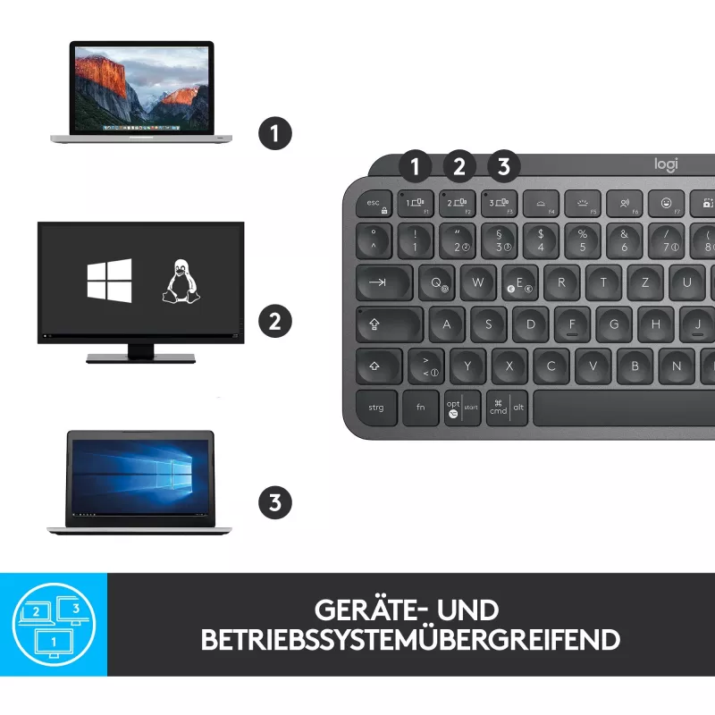 Logitech MX Keys Mini - toetsenbord - verlicht - Bluetooth - QWERTZ - Zwitserse layout - graphite (920-010485)