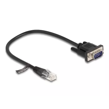 Delock RS-232 seriële kabel, RJ45 male naar D-Sub 9 male, 30 cm, zwart