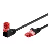 Goobay CAT 6 patchkabel 1x 90° haaks, U/UTP, zwart, 1 m - vergrendelnok boven, CCA-kopermengsel (51515)