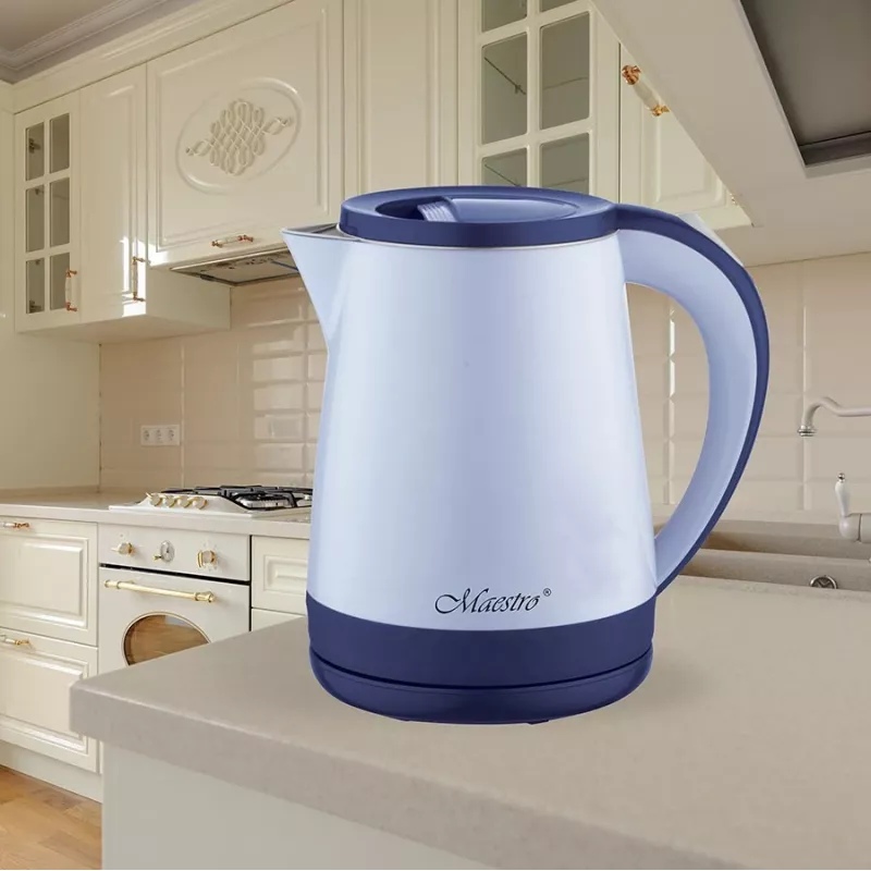 Waterkoker Maestro MR-037 1,2 L 1630 W RVS, blauw, 360°-basis