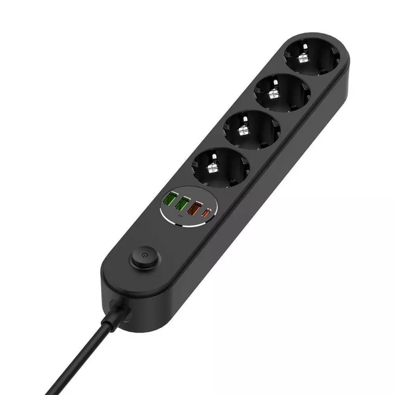 Stekkerdoos ColorWay CW-CHE44PDB — 4 stopcontacten, 2 USB-poorten