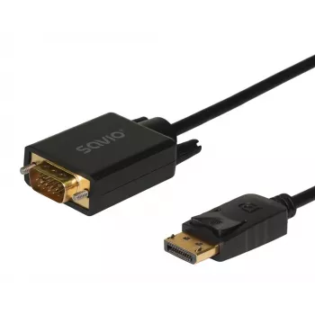 SAVIO DisplayPort-naar-VGA-(D-Sub)-kabel 1,8 m, zwart
