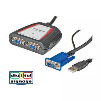 Draagbare VGA-videosplitter, 2x, 250 MHz, VGA, 2x VGA, grijs, 250 MHz, 0,65 m, 1920 x 1440