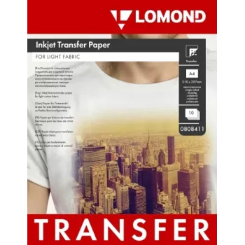 Lomond thermotransfer-inktjetpapier A4, 10 vel, voor lichte stoffen