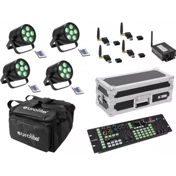 Draagbare accu-aangedreven verlichtingsset EUROLITE AKKU Mobile 20000668, oplaadbare LED-schijnwerper-kit