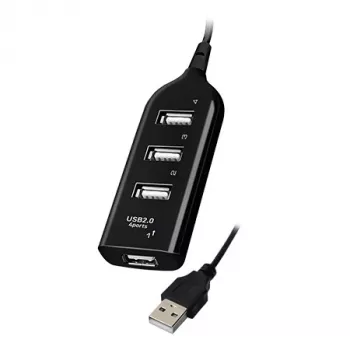 VAKOSS USB-hub TC-234UX — 4-poorts USB 2.0-hub, DC-voeding (5 V, 1 A), zwart