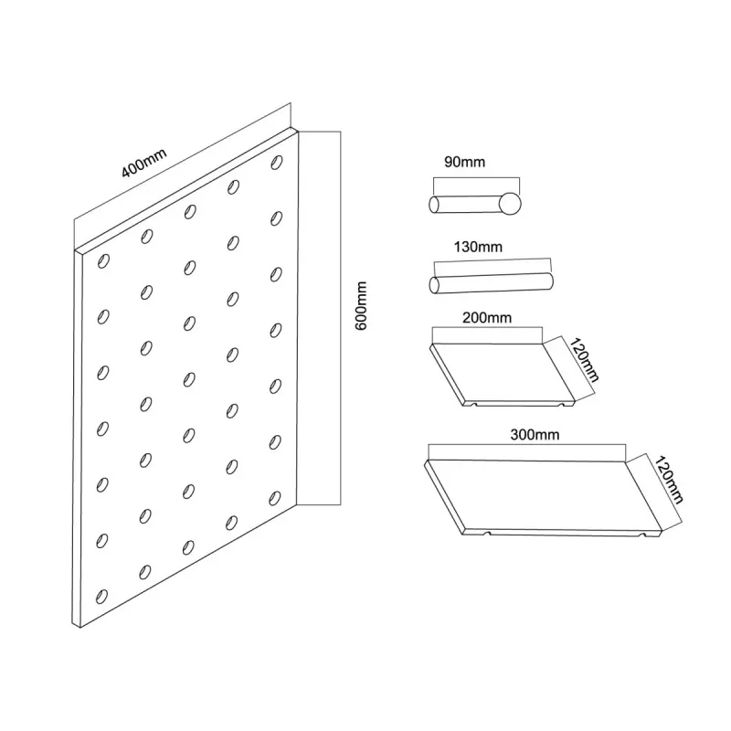Maclean MC-130 WD houten organizerbord, 40x60 cm, max. 20 kg