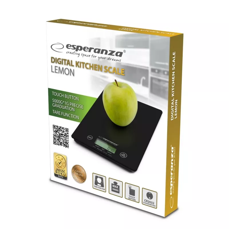 Esperanza EKS002K elektronische keukenweegschaal zwart tafelrechthoekig