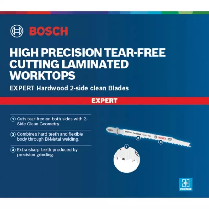 Bosch EXPERT ‘HARDWOOD 2-SIDE CLEAN’ T308 BF decoupeerzaagblad bimetaal 5 st.