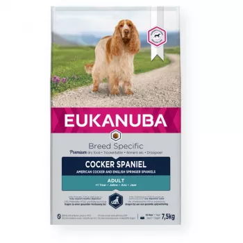 Droogvoer voor honden EUKANUBA Breed Specific Cocker Spaniel 7,5 kg — kip, volwassen honden, huid & vacht, hartondersteuning