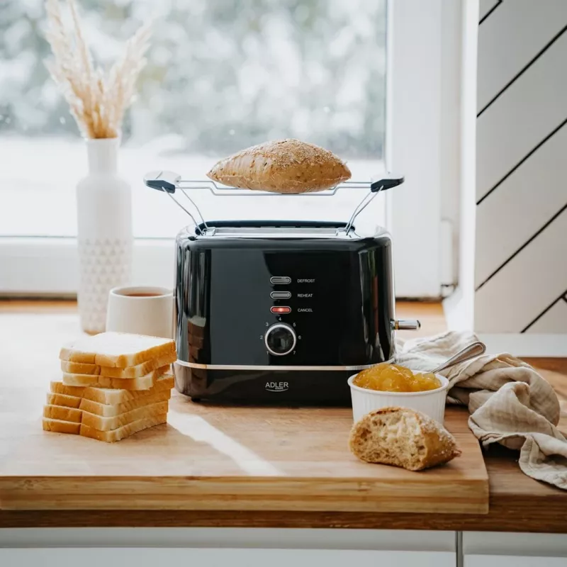 Adler AD 3224b toaster met broodjesrooster 7 bruiningsstanden zwart