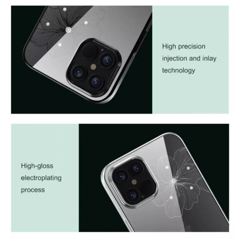 Hoes Devia Crystal Flora voor iPhone 12 mini — zwart