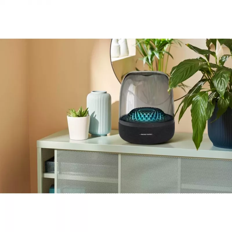 Draagbare draadloze luidspreker Harman/Kardon Aura Studio 4 — 100 W, 3 drivers, 45–20000 Hz, zwart/transparant